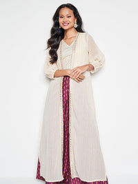 Global Desi Embellished Longline Open Front Shrug