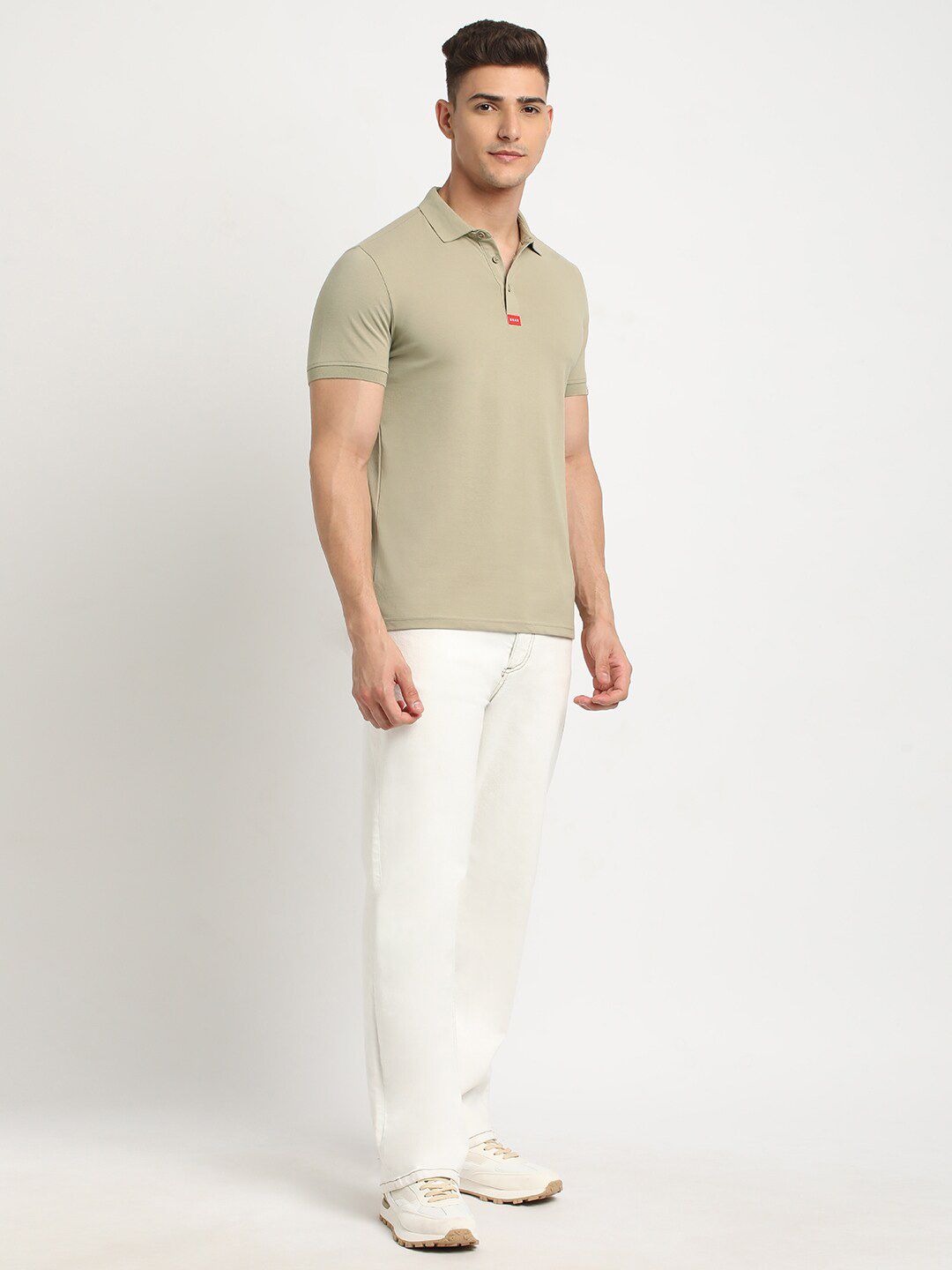 THE BEAR HOUSE Polo Collar Short Sleeves Slim Fit T-shirt