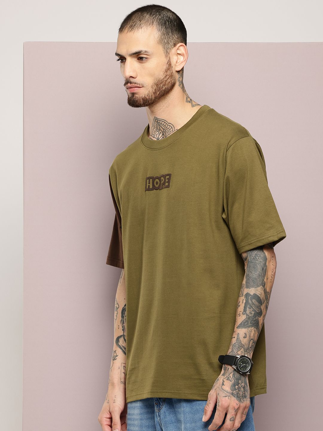 DILLINGER Men Typography Printed Embossed Oversized T-shirt