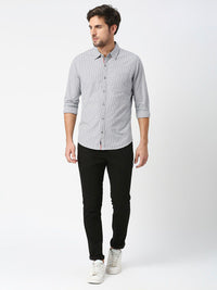 Thomas Scott Micro Checks Pure Cotton Slim Fit Casual Shirt
