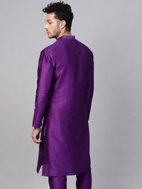 SOJANYA Men Purple Solid Straight Kurta