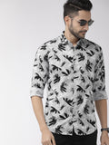 The Indian Garage Co Men Grey & Black Slim Fit Printed Casual Shirt