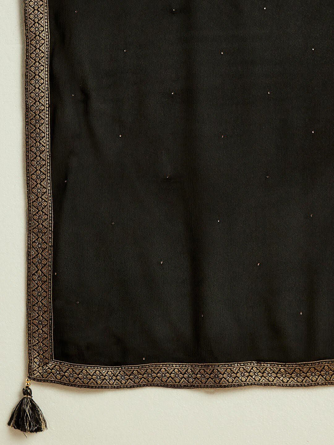 Libas Black Ethnic Motifs Woven Design Kurta with Trousers & With Dupatta
