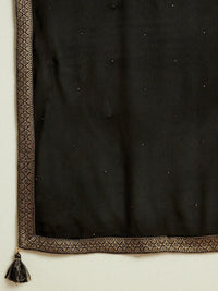 Libas Black Ethnic Motifs Woven Design Kurta with Trousers & With Dupatta
