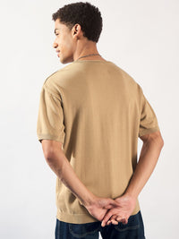 DENNISON Men Oversized Round Neck Knitted T-Shirt