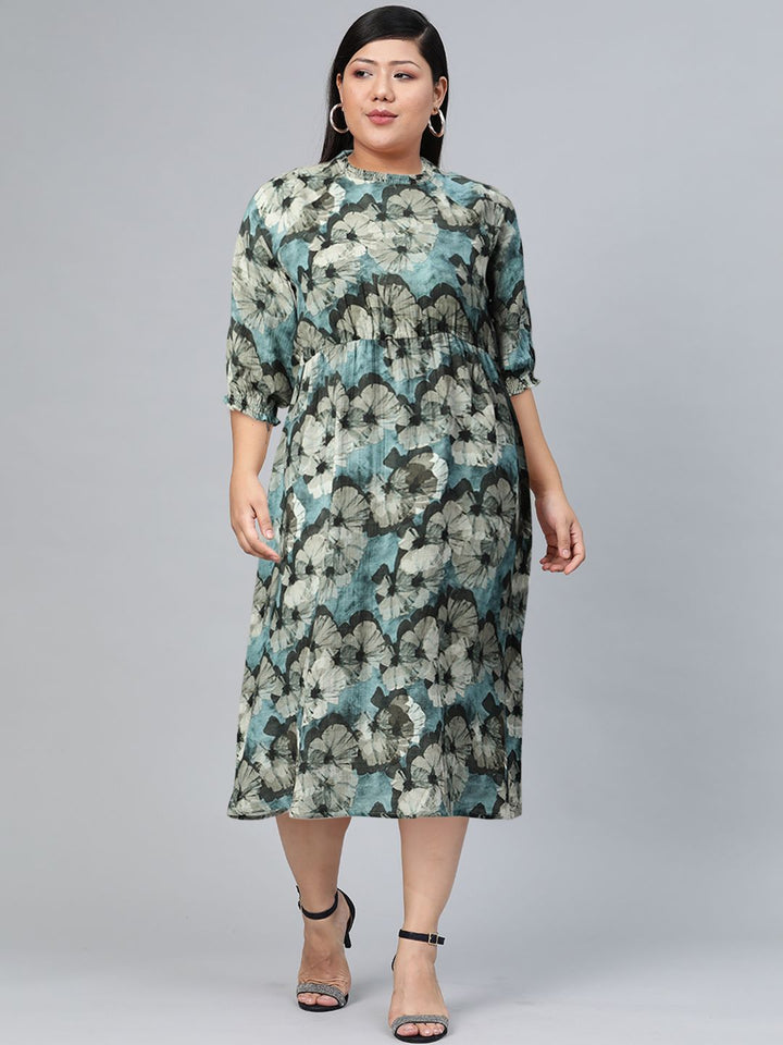 W Floral Midi Cotton Dress