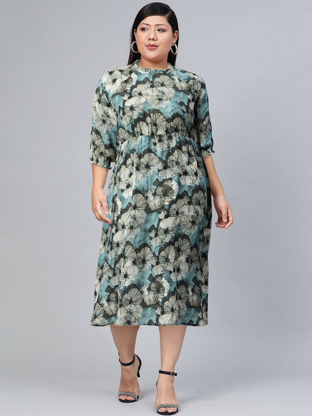W Floral Midi Cotton Dress