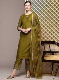 House of Pataudi Zari Work Regular Jashn Kurta With Trousers & With Dupatta