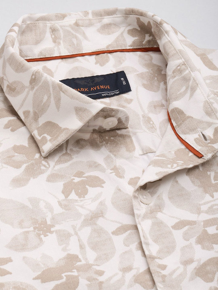 Park Avenue Pure Cotton Slim Fit Floral Printed Casual Shirt
