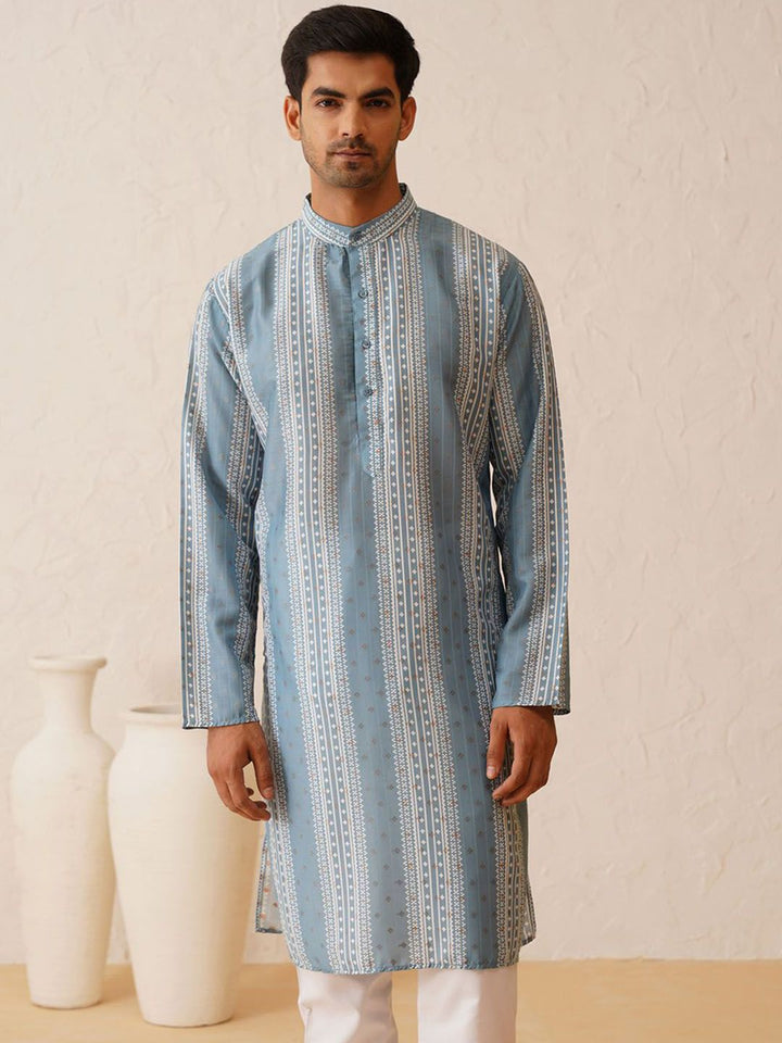SOJANYA Printed Mandarin Collar Regular Kurta with Churidar