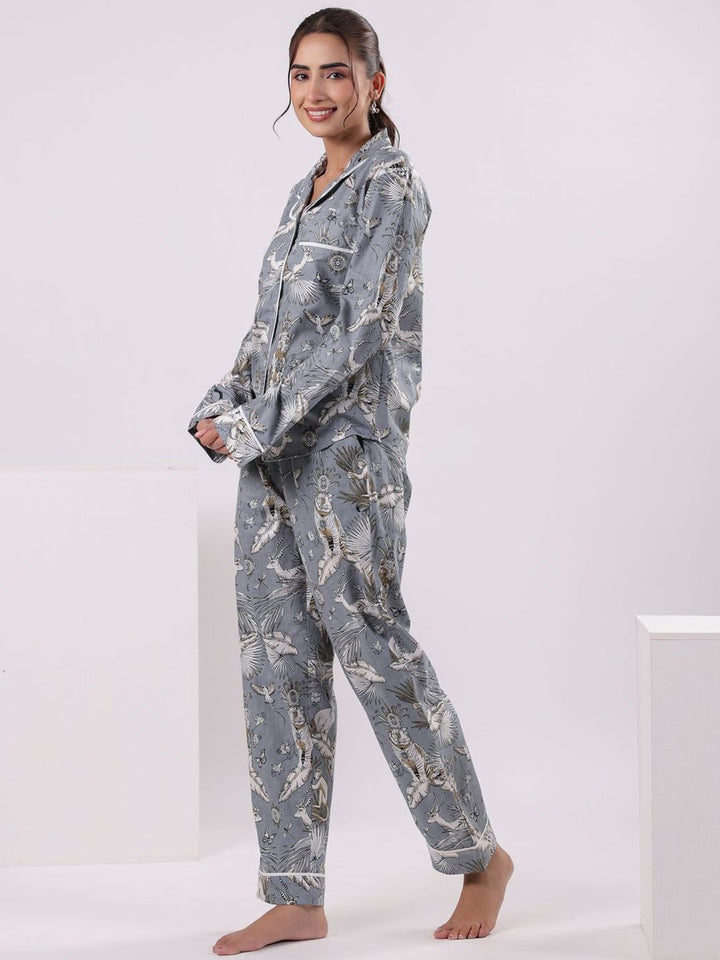 SANSKRUTIHOMES Women Printed Pure Cotton Night suit