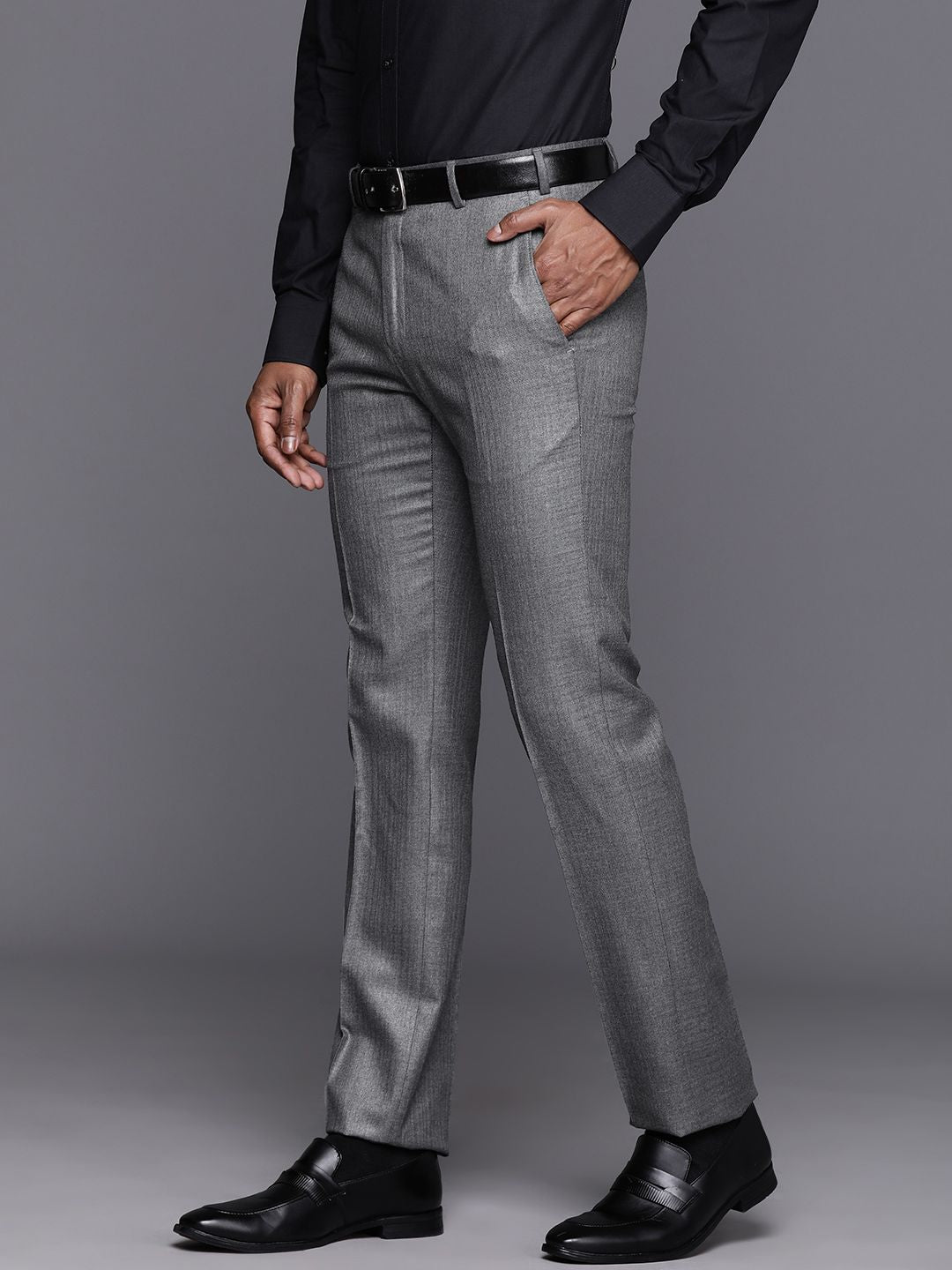 Raymond Men Textured Slim Fit Trousers
