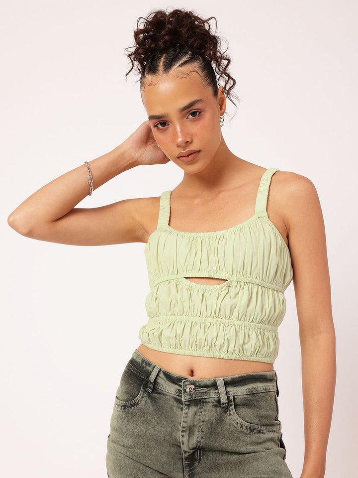 DressBerry Summertime Smocked Cut-Out Crop Top
