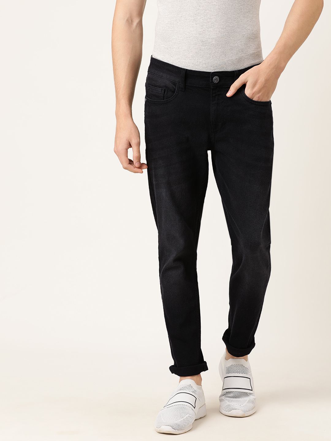 The Indian Garage Co Men Black Slim Fit Mid-Rise Clean Look Jeans