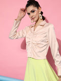 STREET 9 Women Champagne Regular Fit Casual Shirt