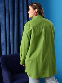 CURVY STREET Comfort Spread Collar Oversized Cotton Shirt