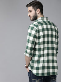 THE BEAR HOUSE Men Green Slim Fit Gingham Checks Checked Casual Shirt