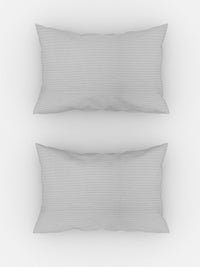 TEAL BY CHUMBAK Grey Striped Satin 210 TC Queen Bedsheet With 2 Pillow Covers