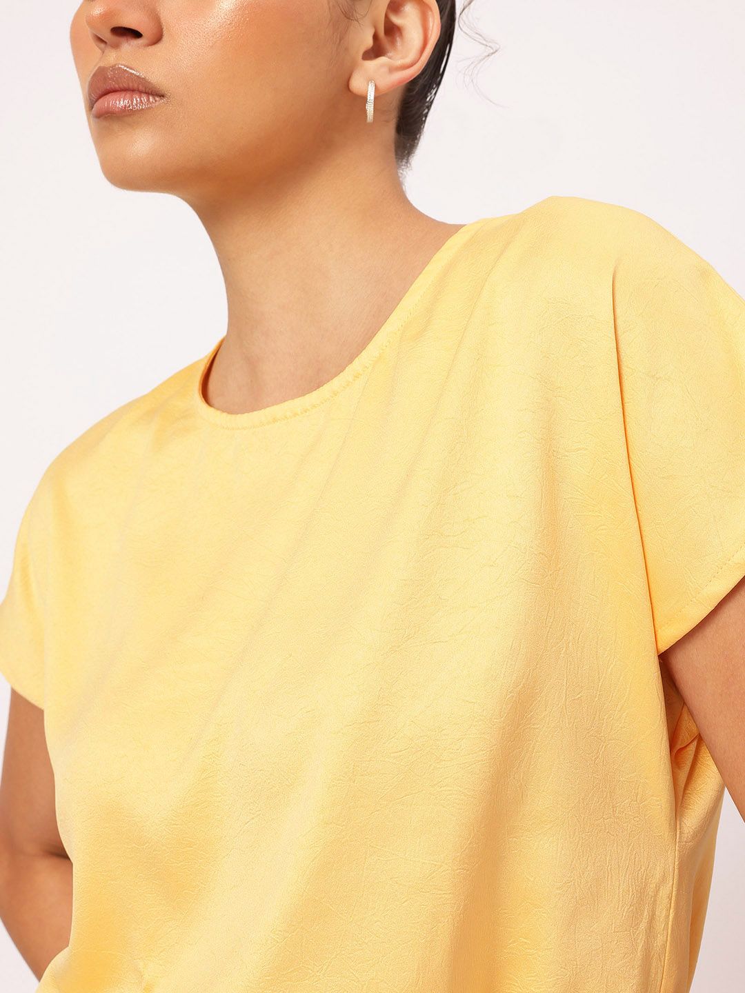 DressBerry Butter Yellow Blouson Crop Top