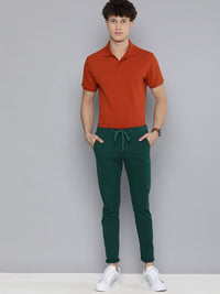 The Indian Garage Co Men Teal Slim Fit Chinos Trousers