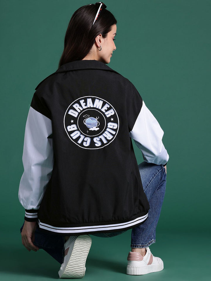 DressBerry Women Typography Bomber Jacket