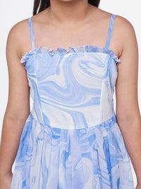 AND White & Blue Fit & Flare Maxi Dress