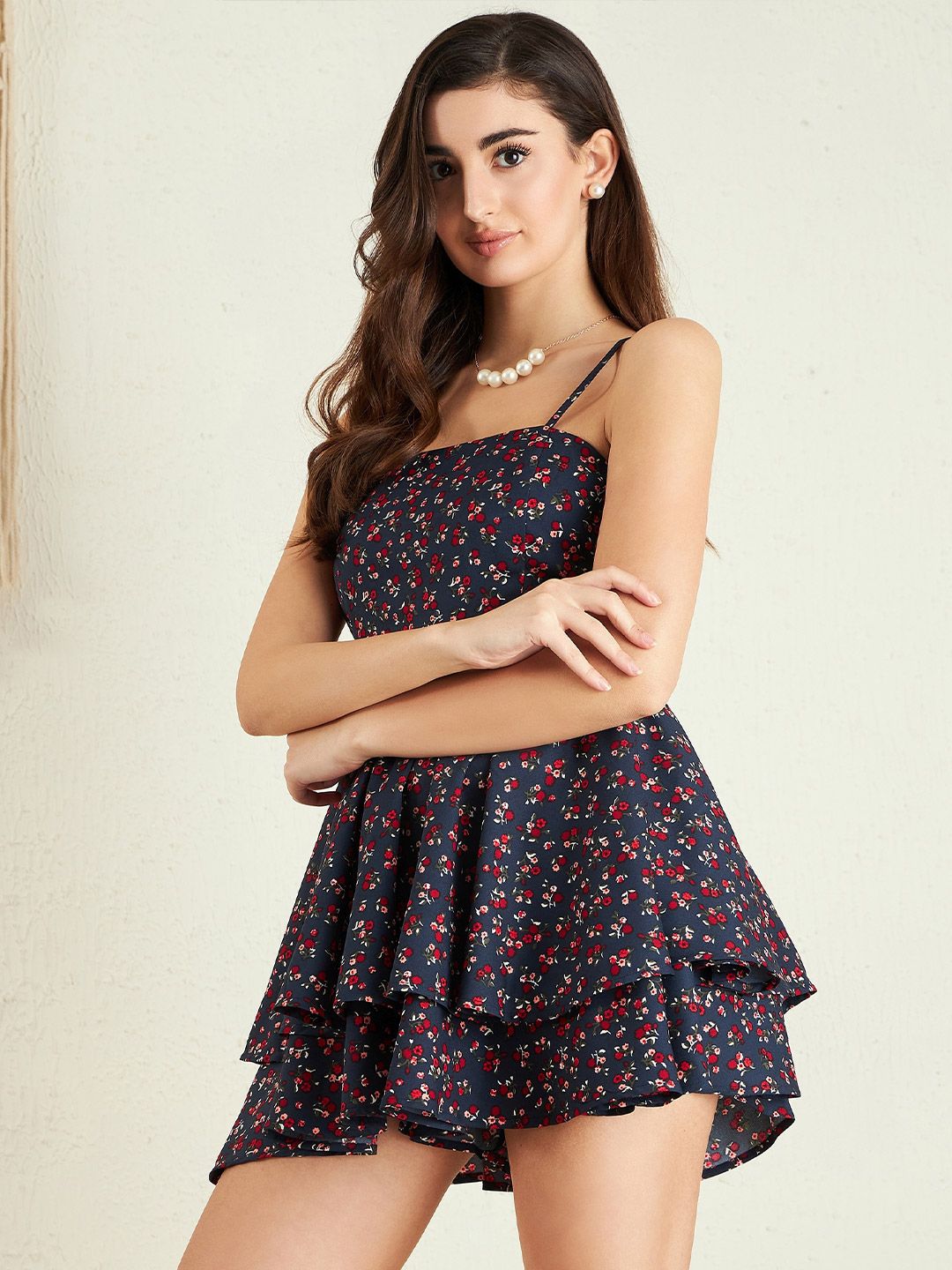 Berrylush Floral Printed Layered Playsuit
