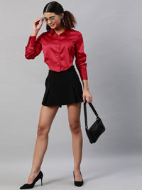 STREET 9 Red Shirt Style Crop Top