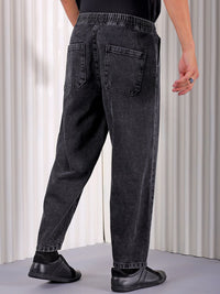 The Indian Garage Co Men Baggy Fit Cotton Elasticated Waist Jeans