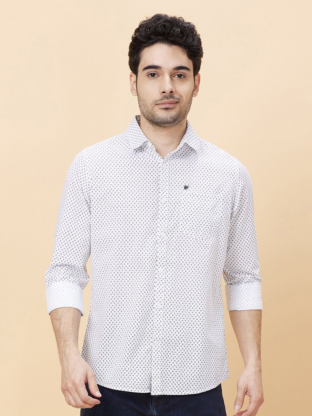 Being Human Micro Ditsy Printed Cotton Slim Fit Casual Shirt