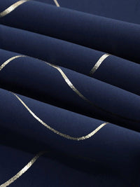 URBAN SPACE Gold Foil Navy Blue & Gold-Toned Printed Black Out Door Curtain