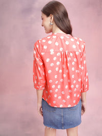 DressBerry Polka Dot Print Shirt Style Top