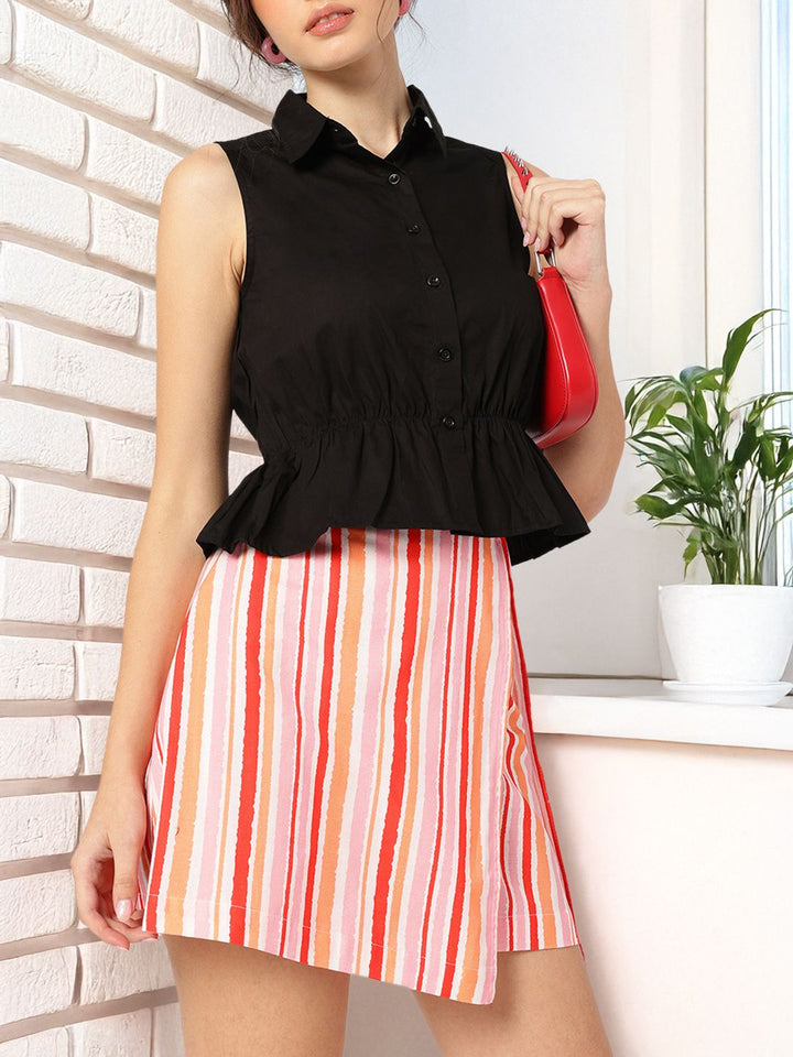 DressBerry Hourglass Hour Cinched Waist Shirt Style Top