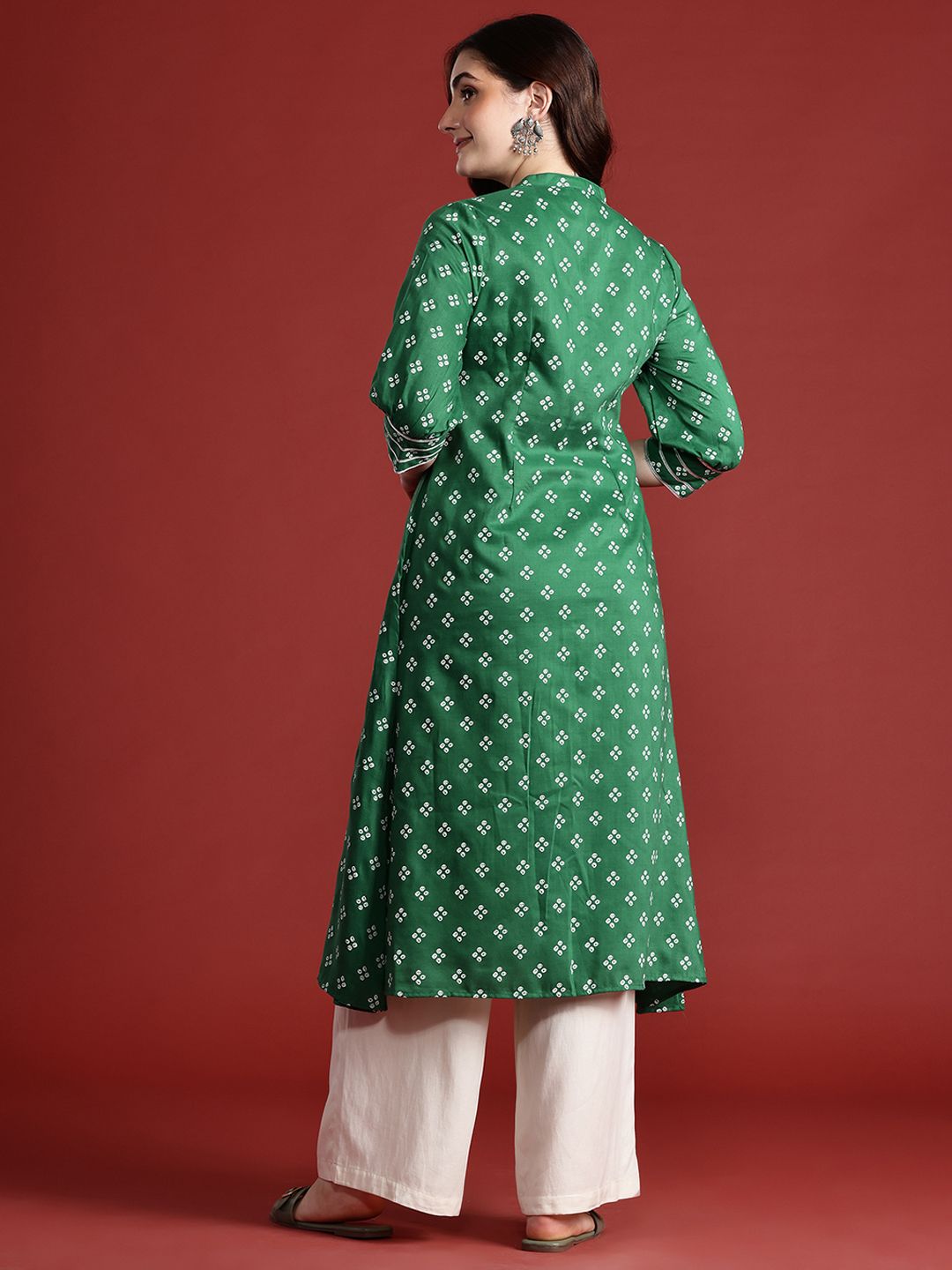 Anouk Bandhani Print Mirror Work Kurta
