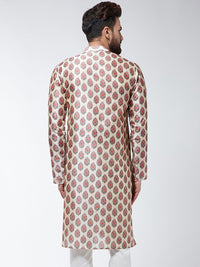 SOJANYA Men Red & Beige Printed Straight Kurta