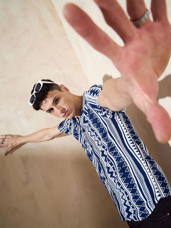 DENNISON Geometric Printed Oversized Casual Shirt