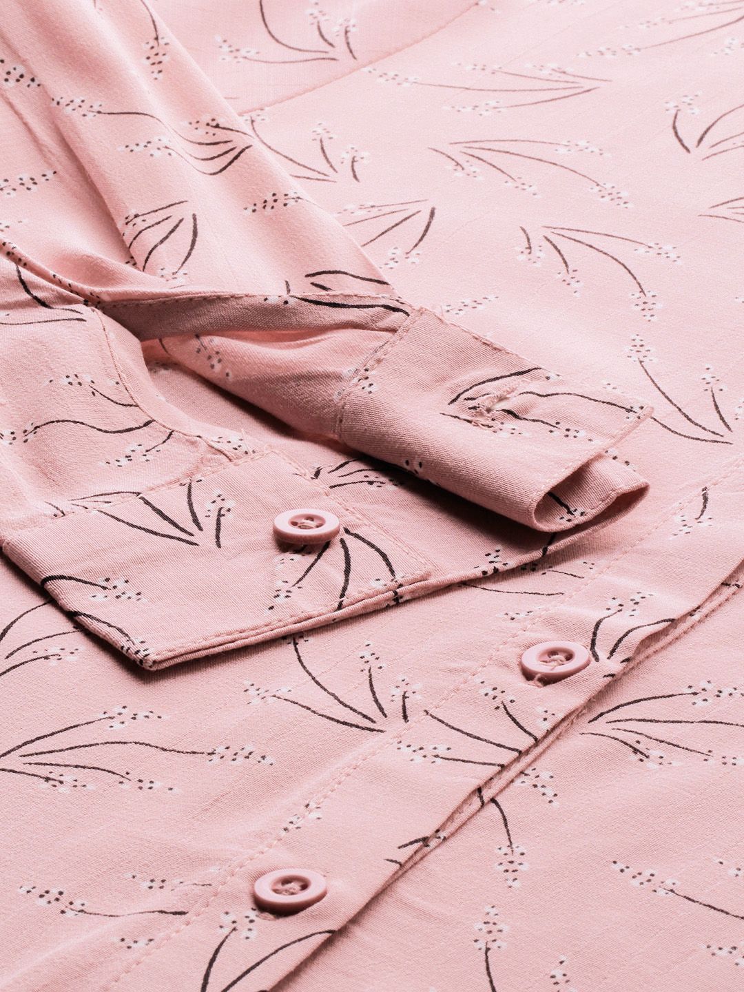 DressBerry Women Pink & Black Printed Casual Shirt