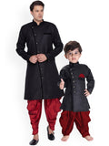 VASTRAMAY Boys Mandarin Collar Jute Cotton Sherwani Set
