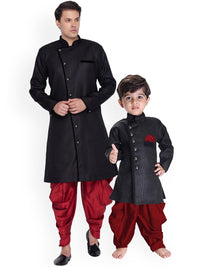 VASTRAMAY Boys Mandarin Collar Jute Cotton Sherwani Set