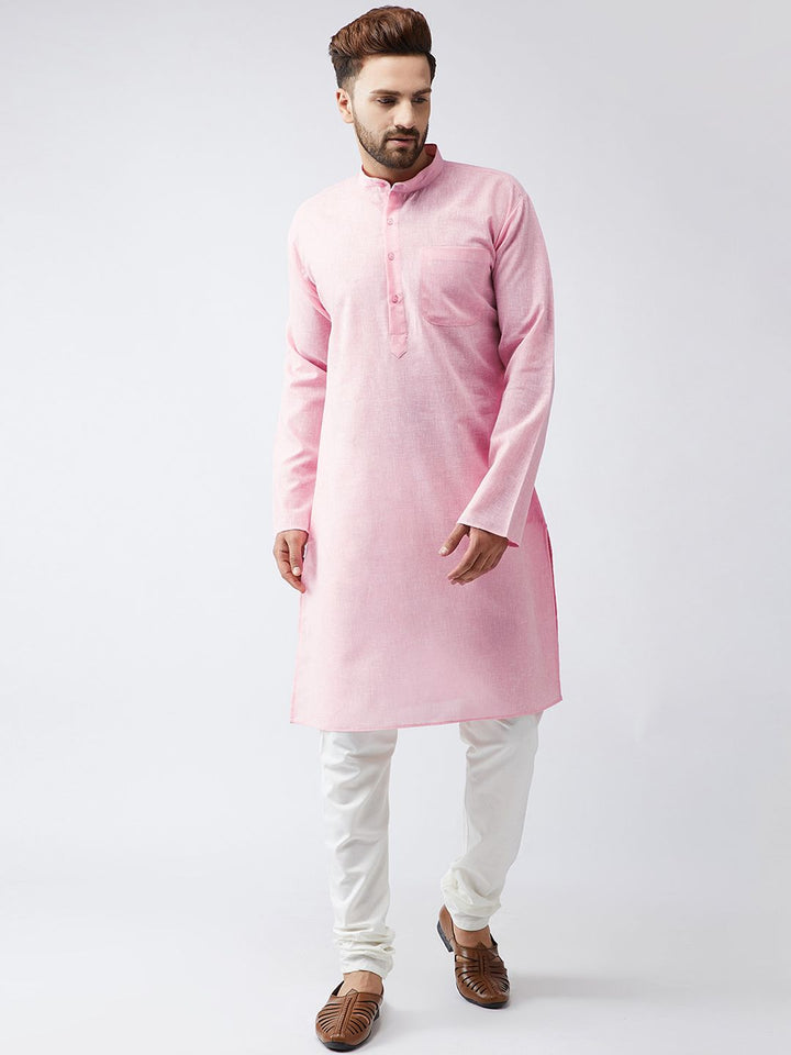 SOJANYA Men Pink Solid Kurta Lurus