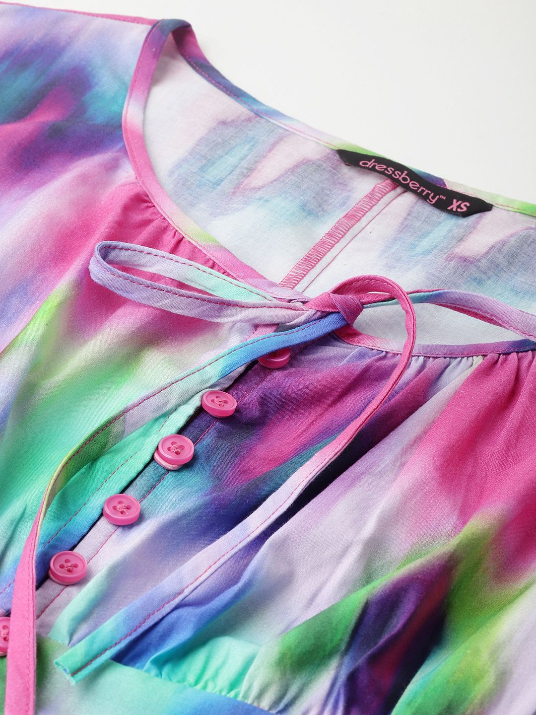 Dressberry Multicoloured Tie-Dye Shirt Style Top