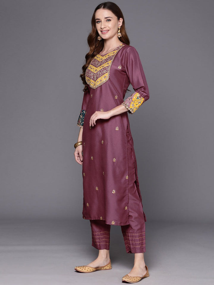 Indo Era Embroidered Regular Sequinned Kurta with Trousers & Dupatta