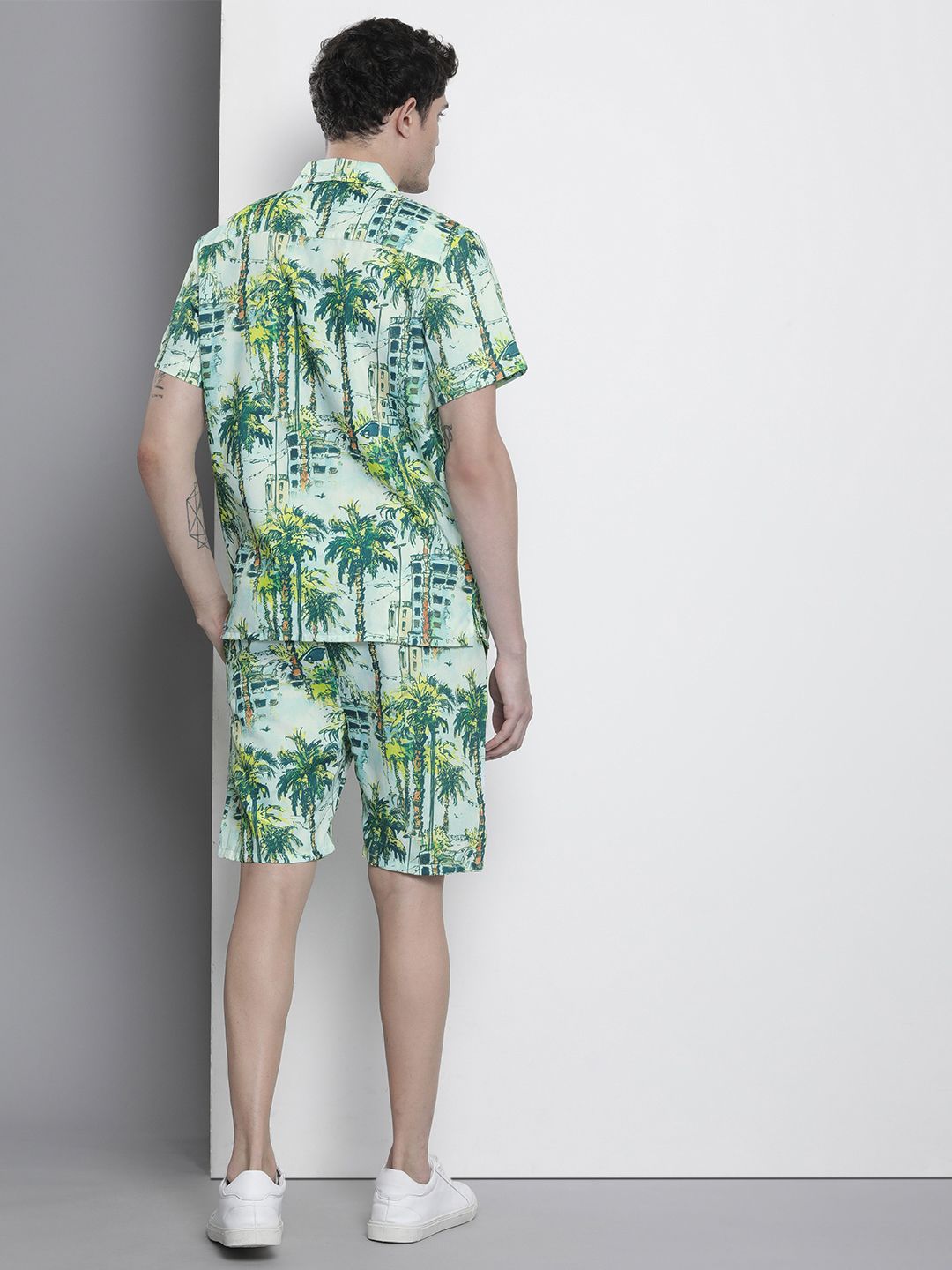 The Indian Garage Co Men Tropical Printed Short with Shirt