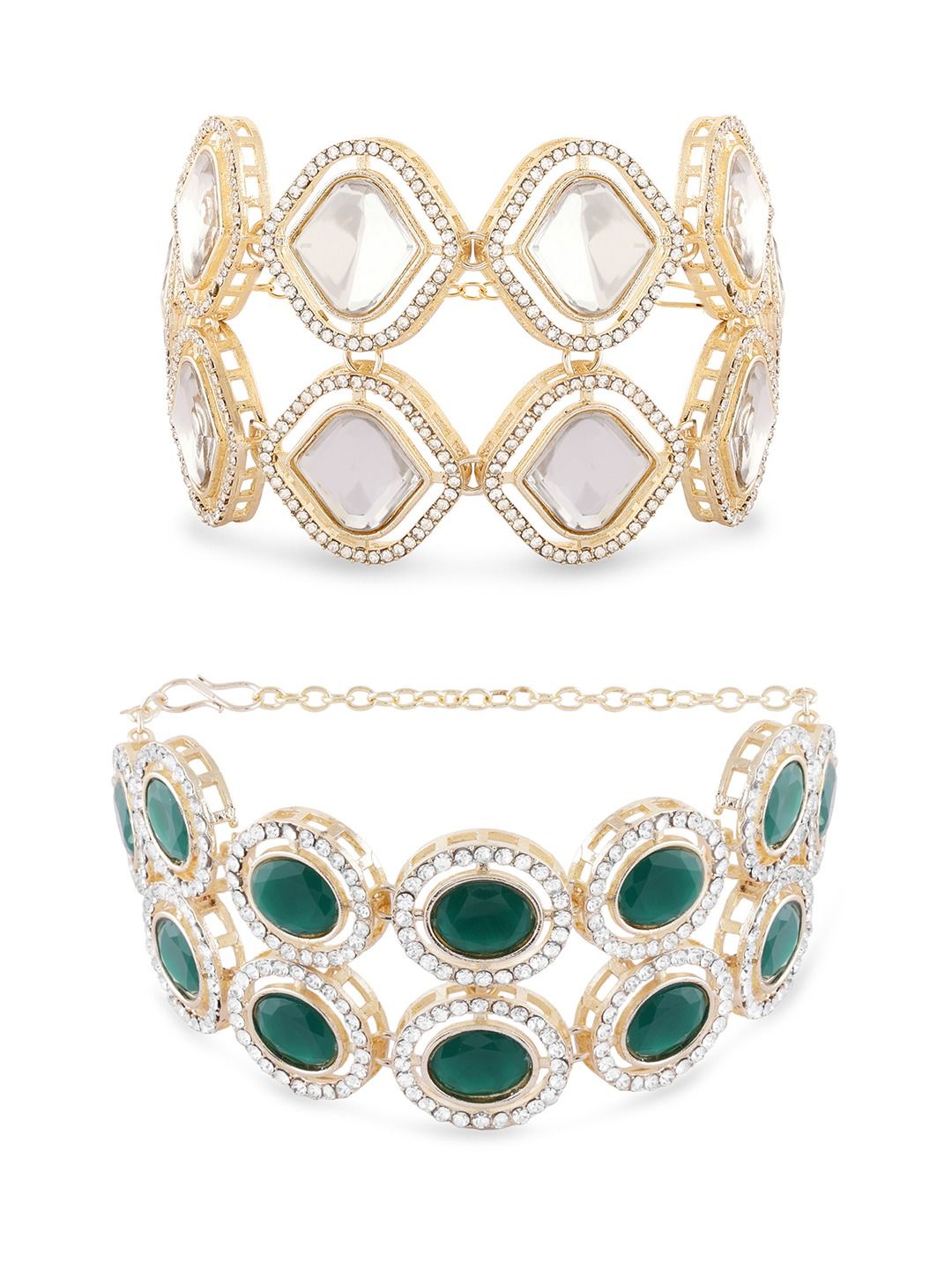 Set Mutiara Zaveri 2 Gelang Lilit Berlian Austria Bersalut Emas