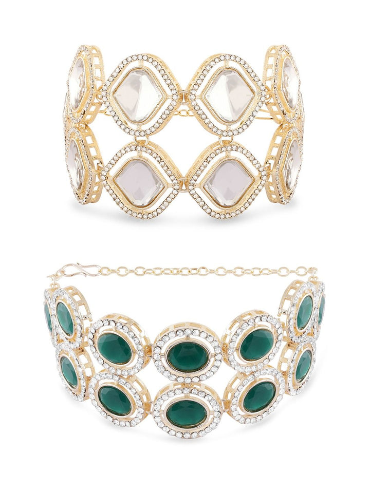 Set Mutiara Zaveri 2 Gelang Lilit Berlian Austria Bersalut Emas