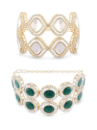 Set Mutiara Zaveri 2 Gelang Lilit Berlian Austria Bersalut Emas