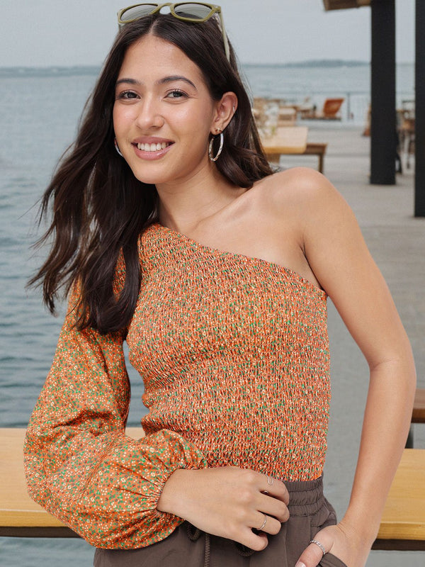DressBerry Delicate Dream Smocked One-Shoulder Top