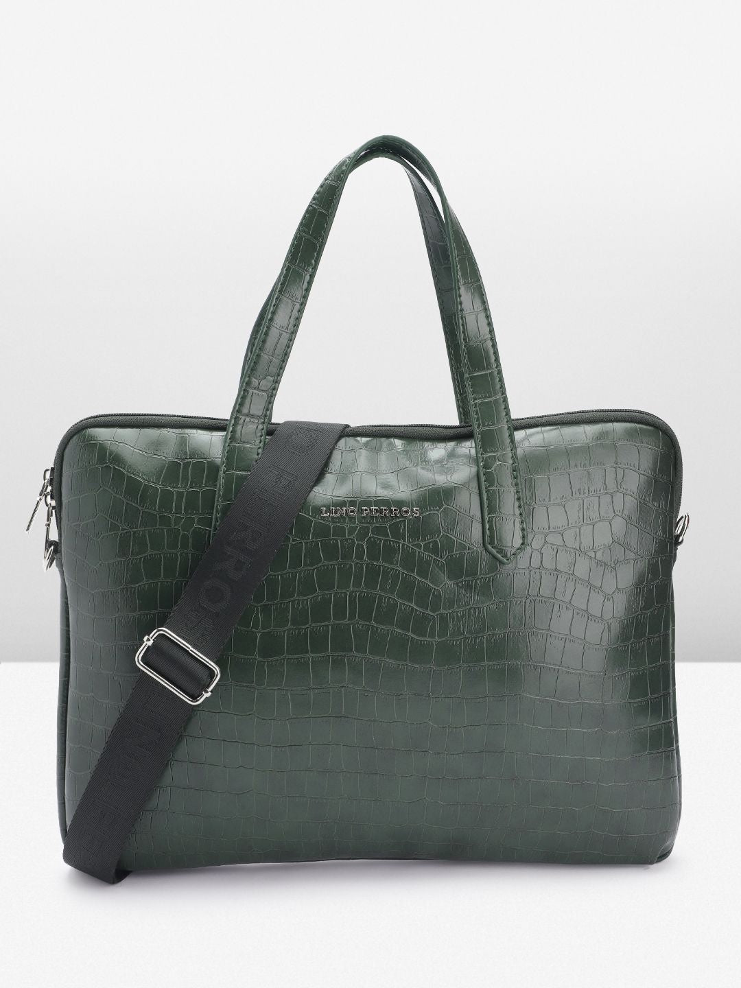 Lino Perros Women Croc Textured Structured Laptop Bag-16 Inches