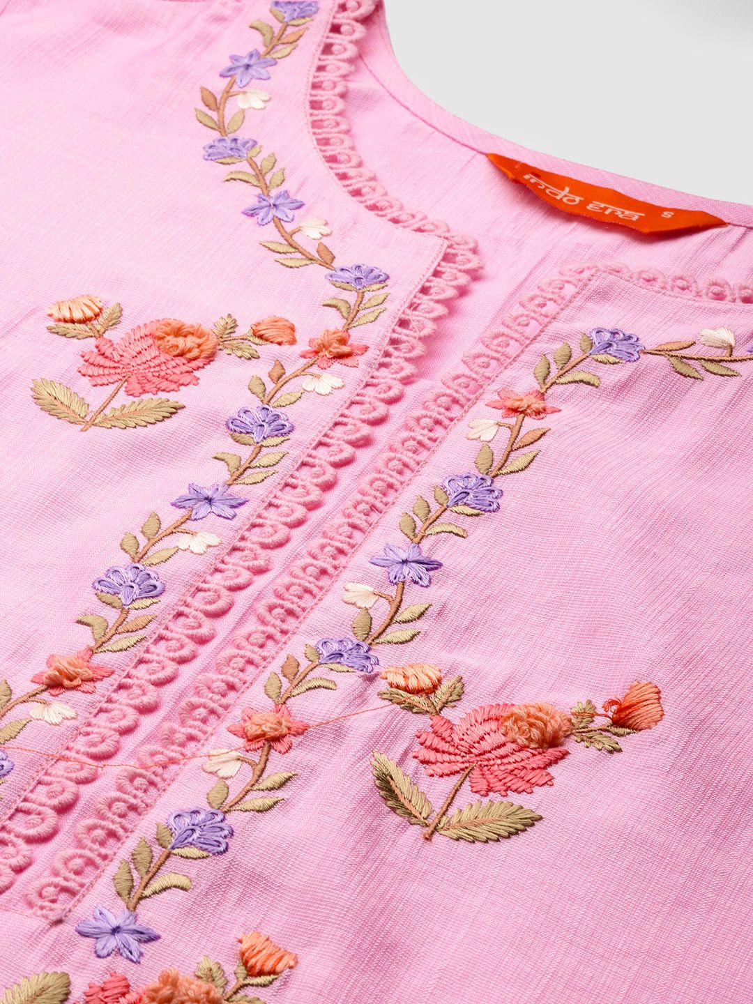Indo Era Floral Embroidered Thread Work Kurta with Trousers & With Dupatta