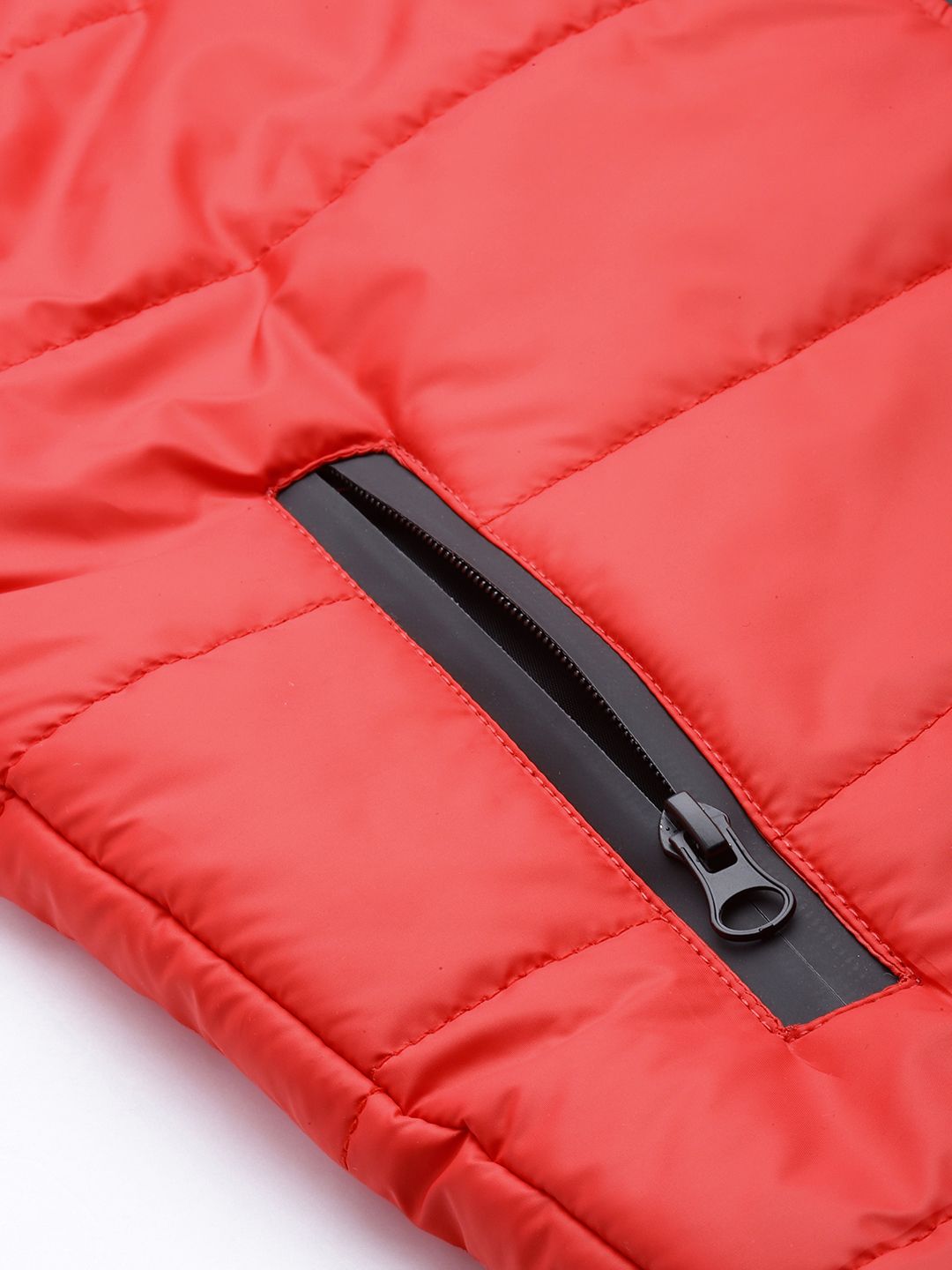 The Indian Garage Co Men Red Solid Padded Detachable Hood Jacket